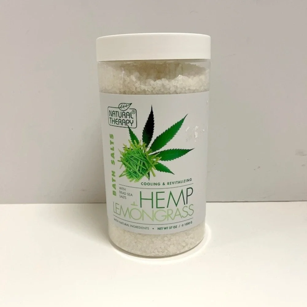 Natural Therapy Hemp Lemongrass Bath Salts NEW 37oz Jar‎ Natural Ingredients